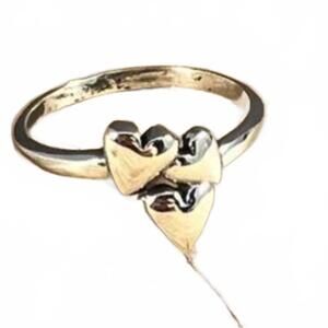 NEW BOHO SOL women's triple heart stacker layer ring in silver